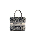 DIOR SMALL BOOK TOTE BLUE/WHITE TOILE DE JOUY REVERSE EMBROIDERY