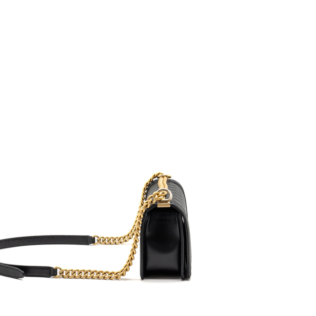 CHANEL MEDIUM BOY BAG CAVIAR BLACK GHW