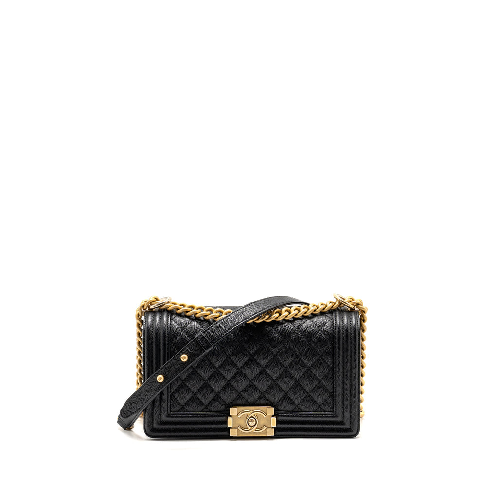 CHANEL MEDIUM BOY BAG CAVIAR BLACK GHW
