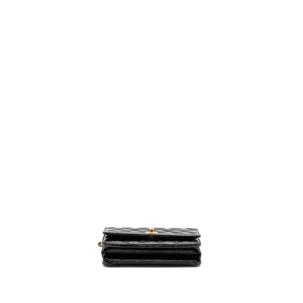 CHANEL 24A WALLET ON CHAIN SHINY CALFSKIN BLACK GHW (MICROCHIP)