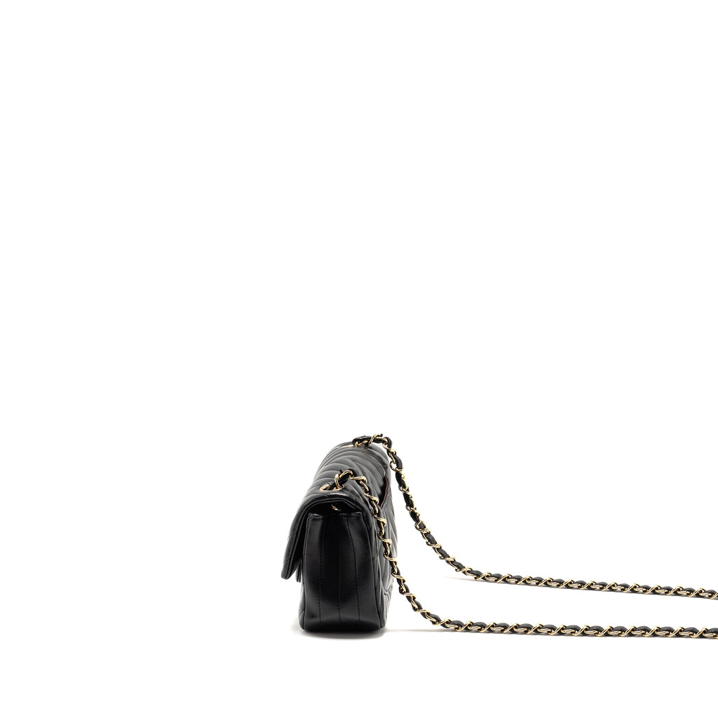 CHANEL MINI RECTANGULAR FLAP BAG CHEVRON LAMBSKIN BLACK LGHW