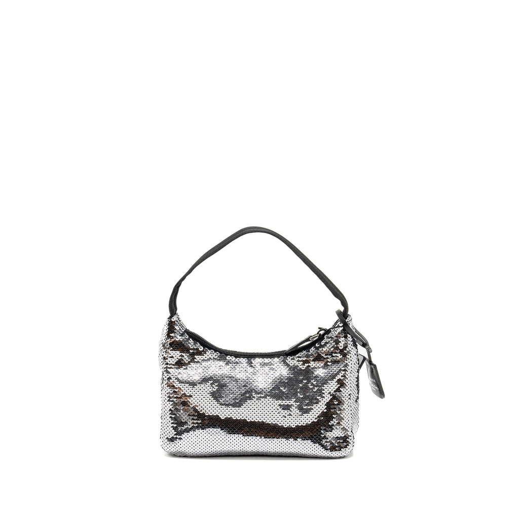 PRADA RE-EDITION MINI BAG SEQUIN ARGENTO SHW