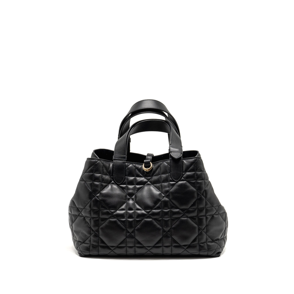 DIOR MEDIUM DIOR TOUJOURS TOTE BAG MACROCANNAGE CALFSKIN BLACK LGHW