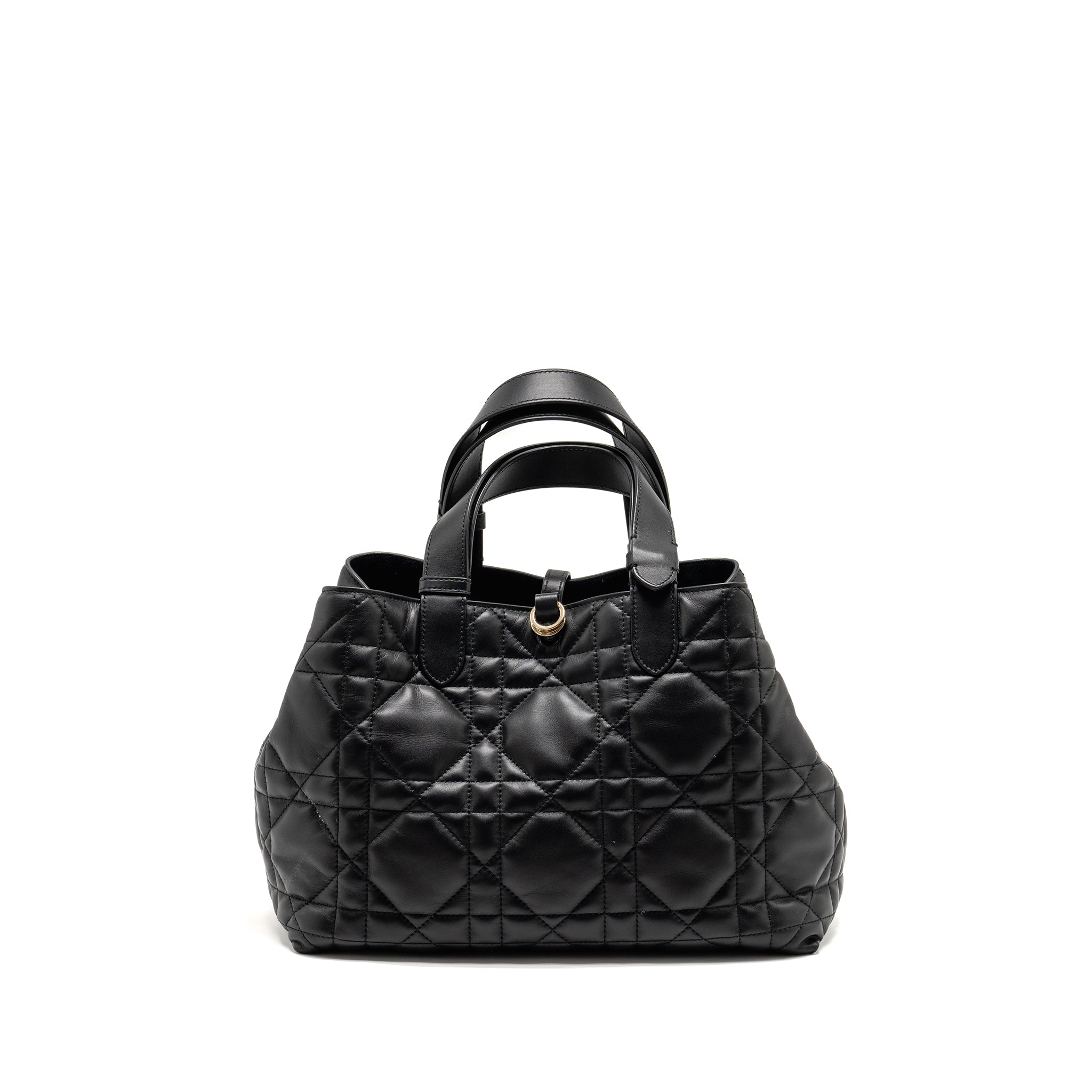 DIOR MEDIUM DIOR TOUJOURS TOTE BAG MACROCANNAGE CALFSKIN BLACK LGHW