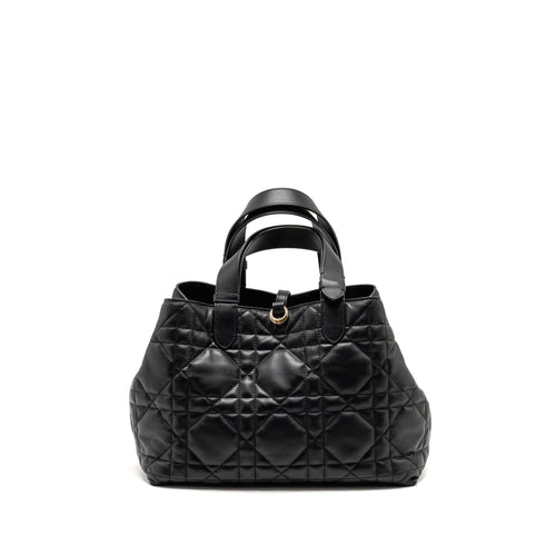 DIOR MEDIUM DIOR TOUJOURS TOTE BAG MACROCANNAGE CALFSKIN BLACK LGHW