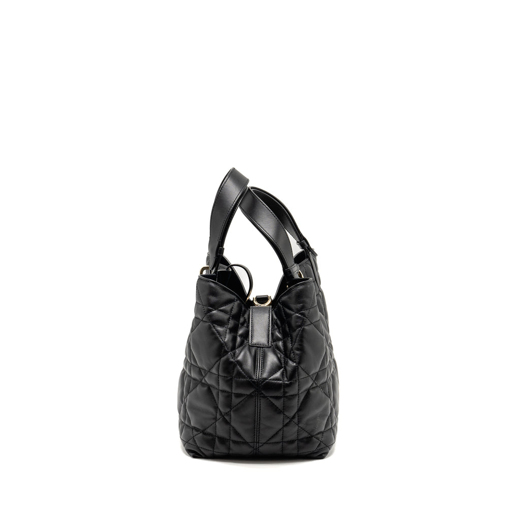 DIOR MEDIUM DIOR TOUJOURS TOTE BAG MACROCANNAGE CALFSKIN BLACK LGHW