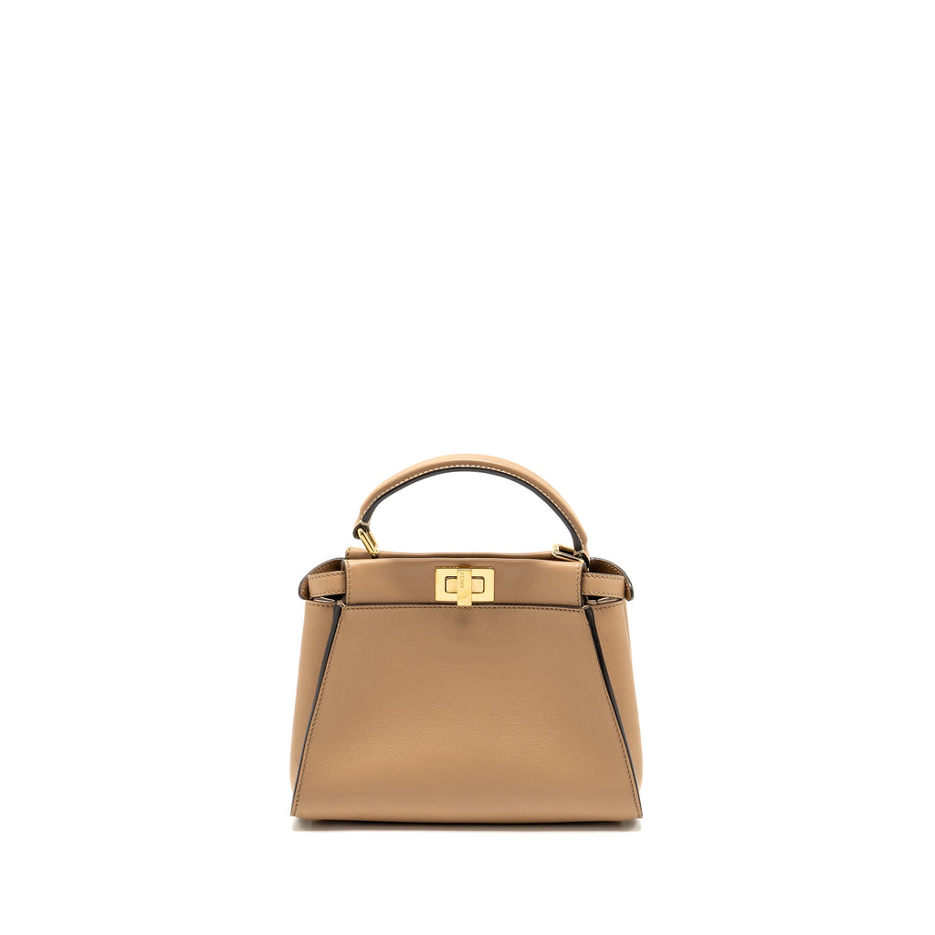 FENDI MINI PEEKABOO CALFSKIN BEIGE GHW