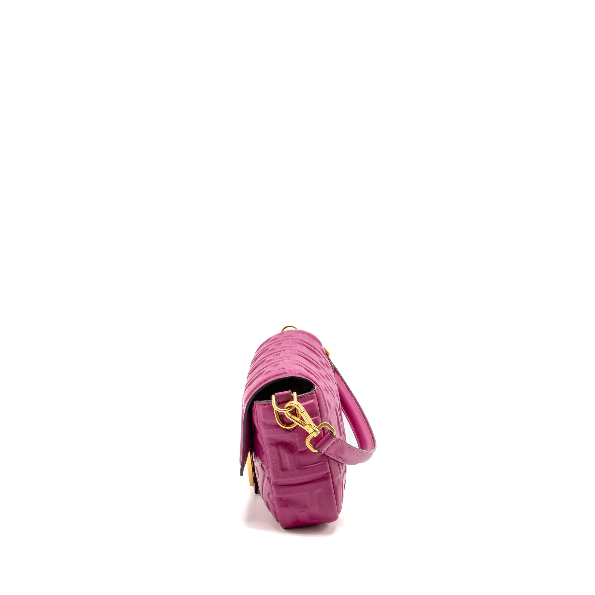 FENDI BAGUETTE BAG FF EMBOSSED NAPPA LEATHER PINK GHW