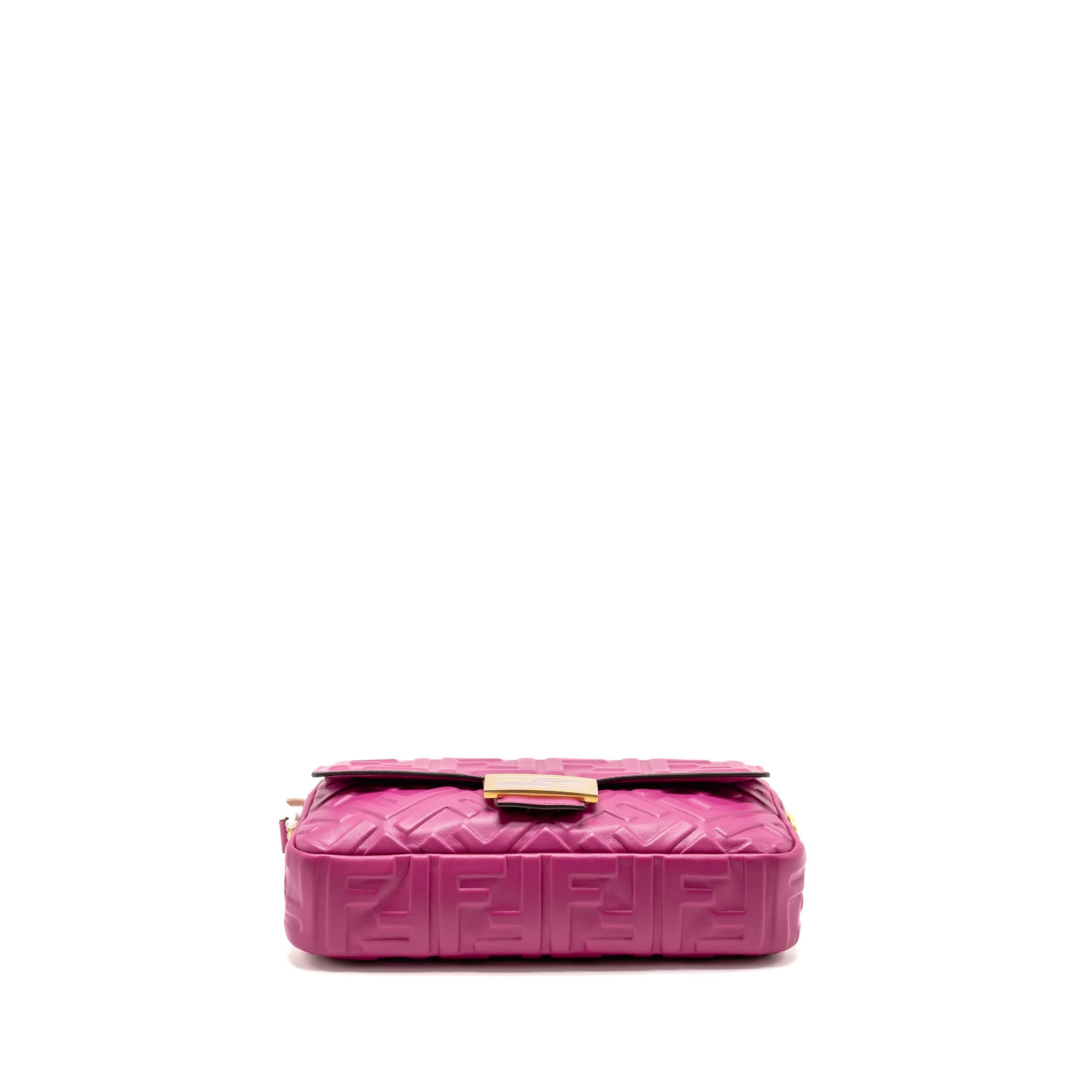 FENDI BAGUETTE BAG FF EMBOSSED NAPPA LEATHER PINK GHW