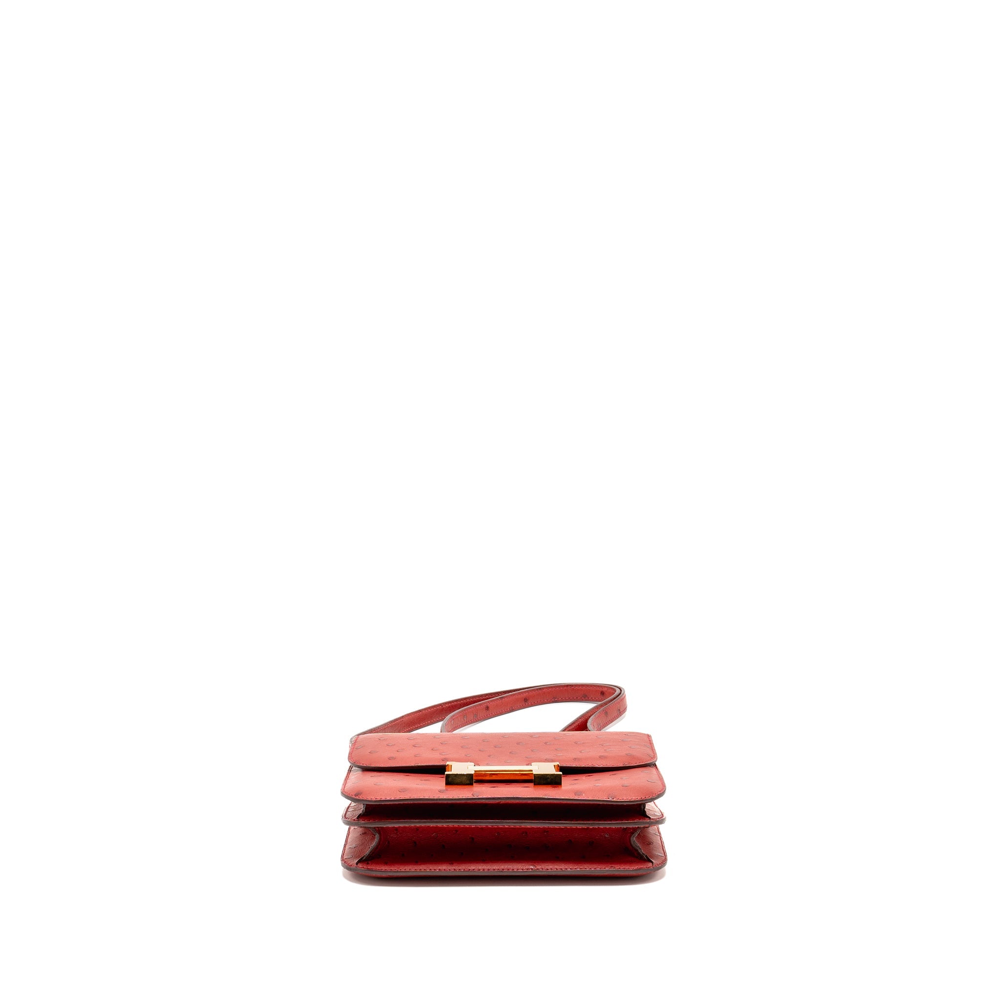 HERMES MINI CONSTANCE OSTRICH ROUGE VIF GHW