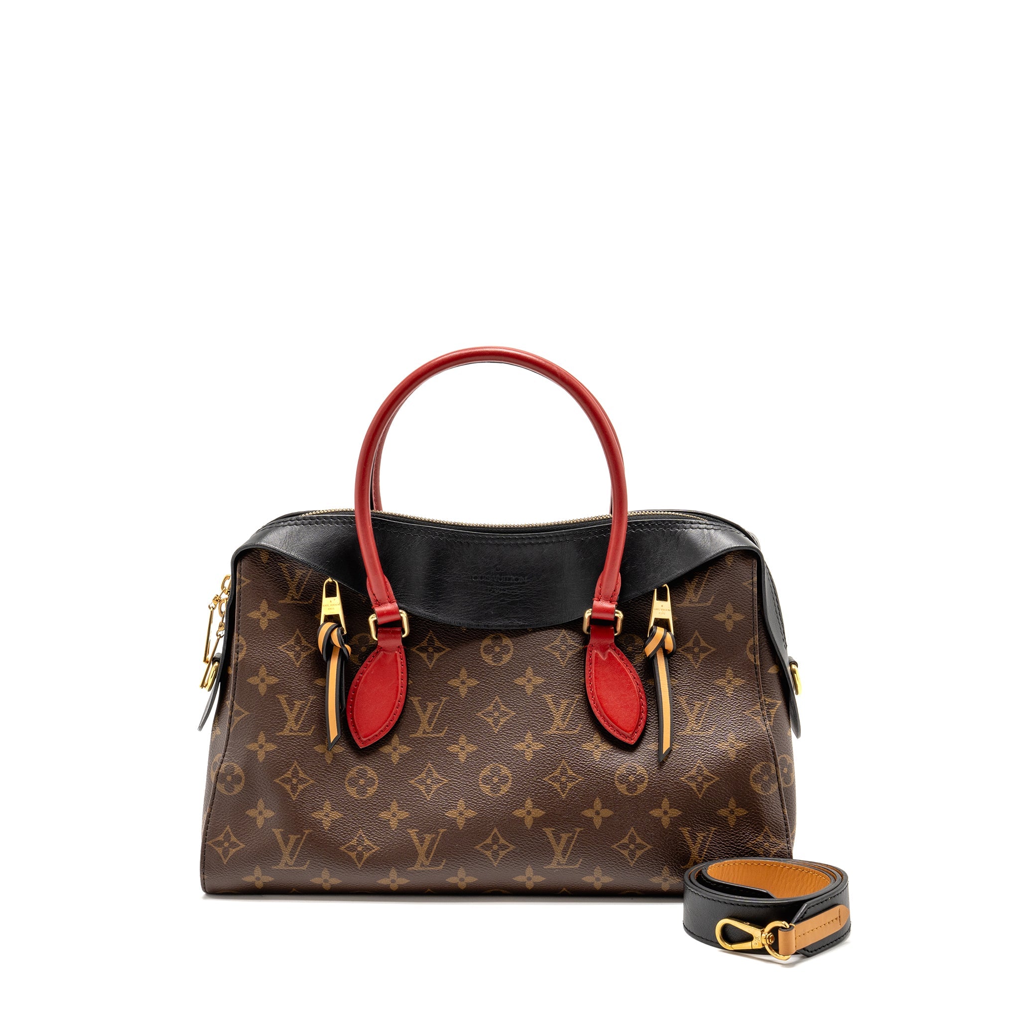 LOUIS VUITTON TUILERIES BAG MONOGRAM CANVAS BLACK/RED GHW
