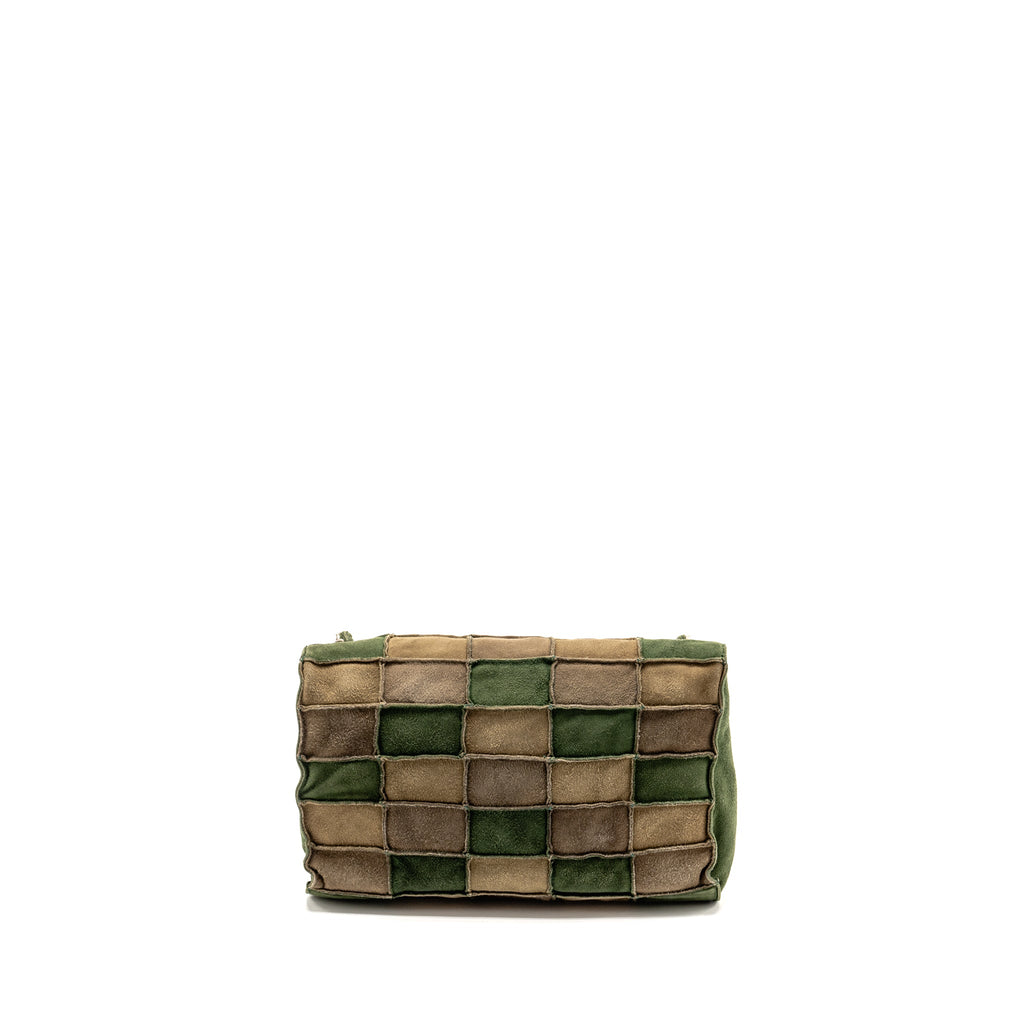 CHANEL 2.55 PATCHWORK SINGLE FLAP BAG SUEDE DARK GREEN SHW
