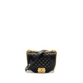 CHANEL 22A ROUND BOY MESSENGER BAG CAVIAR BLACK GHW (MICROCHIP)