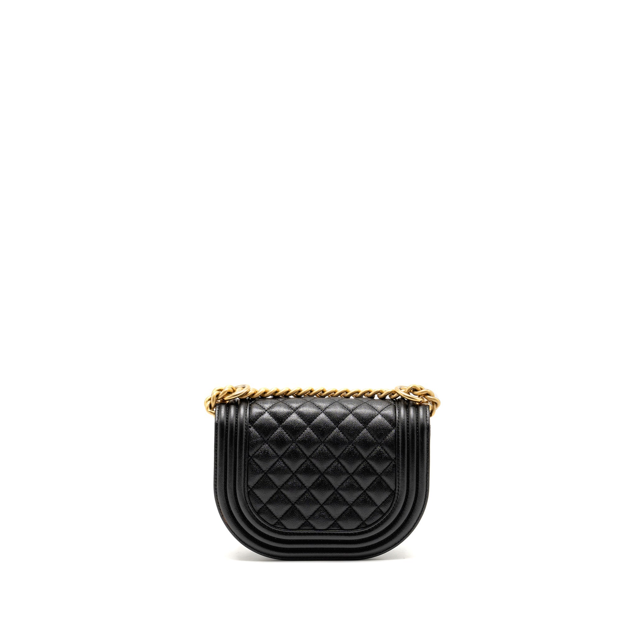 CHANEL 22A ROUND BOY MESSENGER BAG CAVIAR BLACK GHW (MICROCHIP)