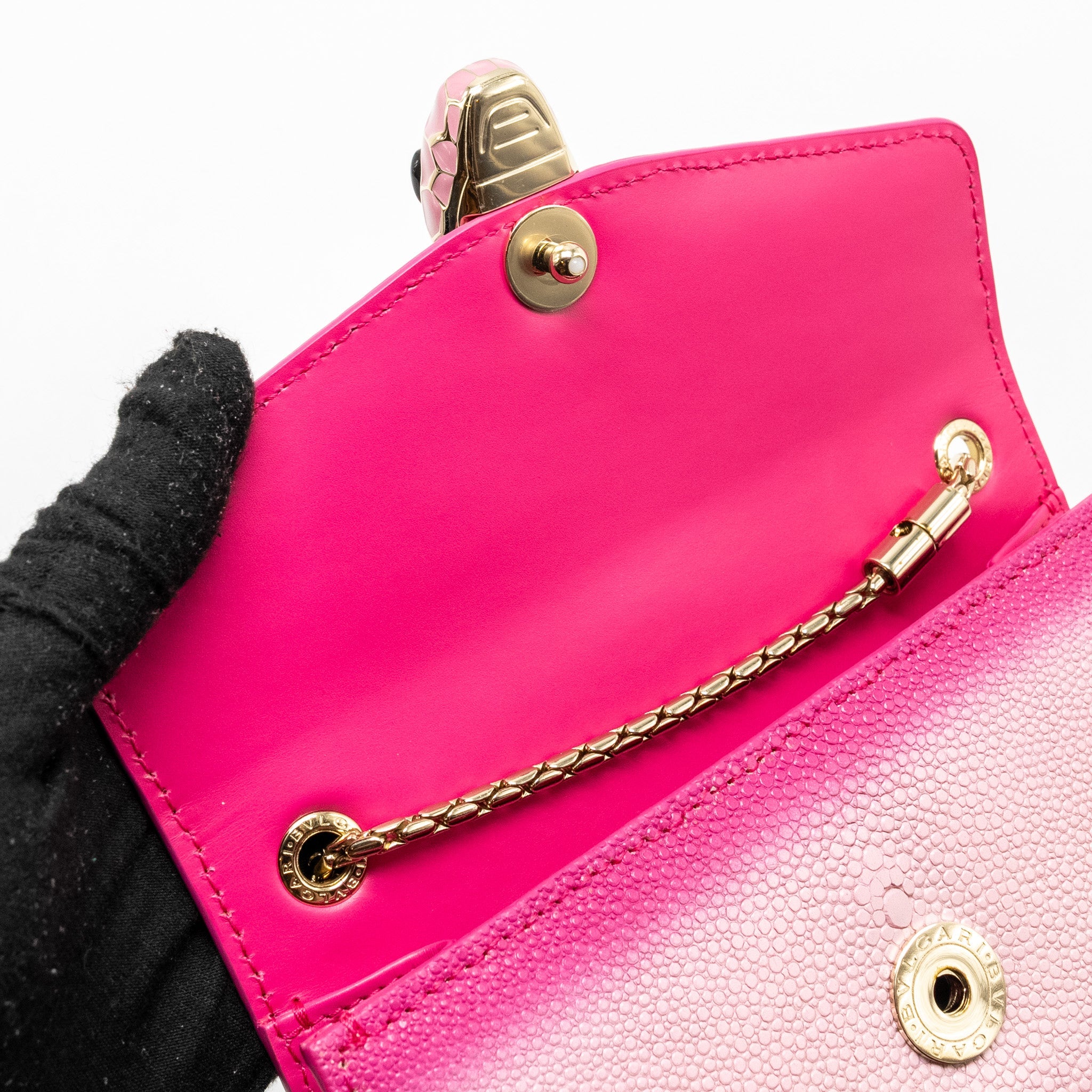 BVLGARI SERPENTI FOREVER BAG GALUCHAT IRIDESCENT PINK GHW