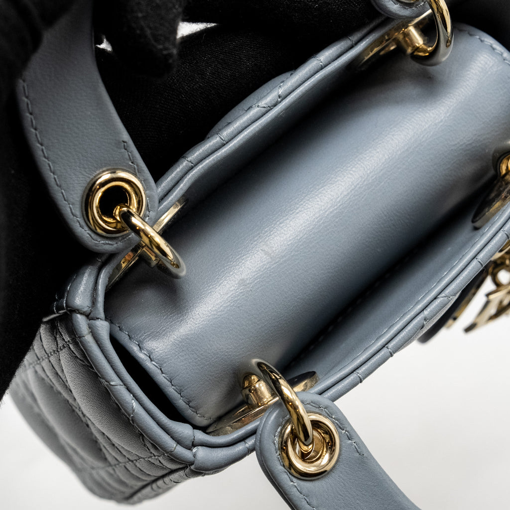 DIOR LADY DIOR MICRO BAG LAMBSKIN CLOUD BLUE LGHW