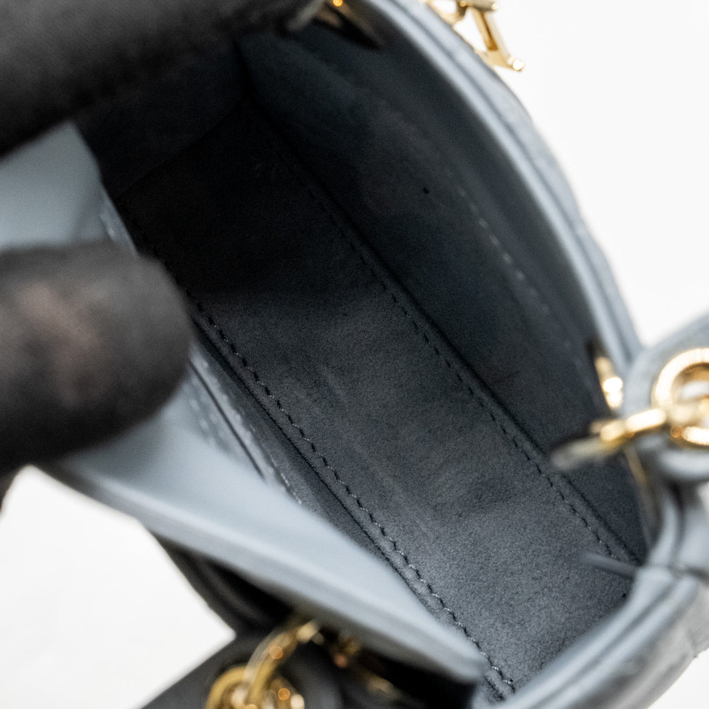 DIOR LADY DIOR MICRO BAG LAMBSKIN CLOUD BLUE LGHW