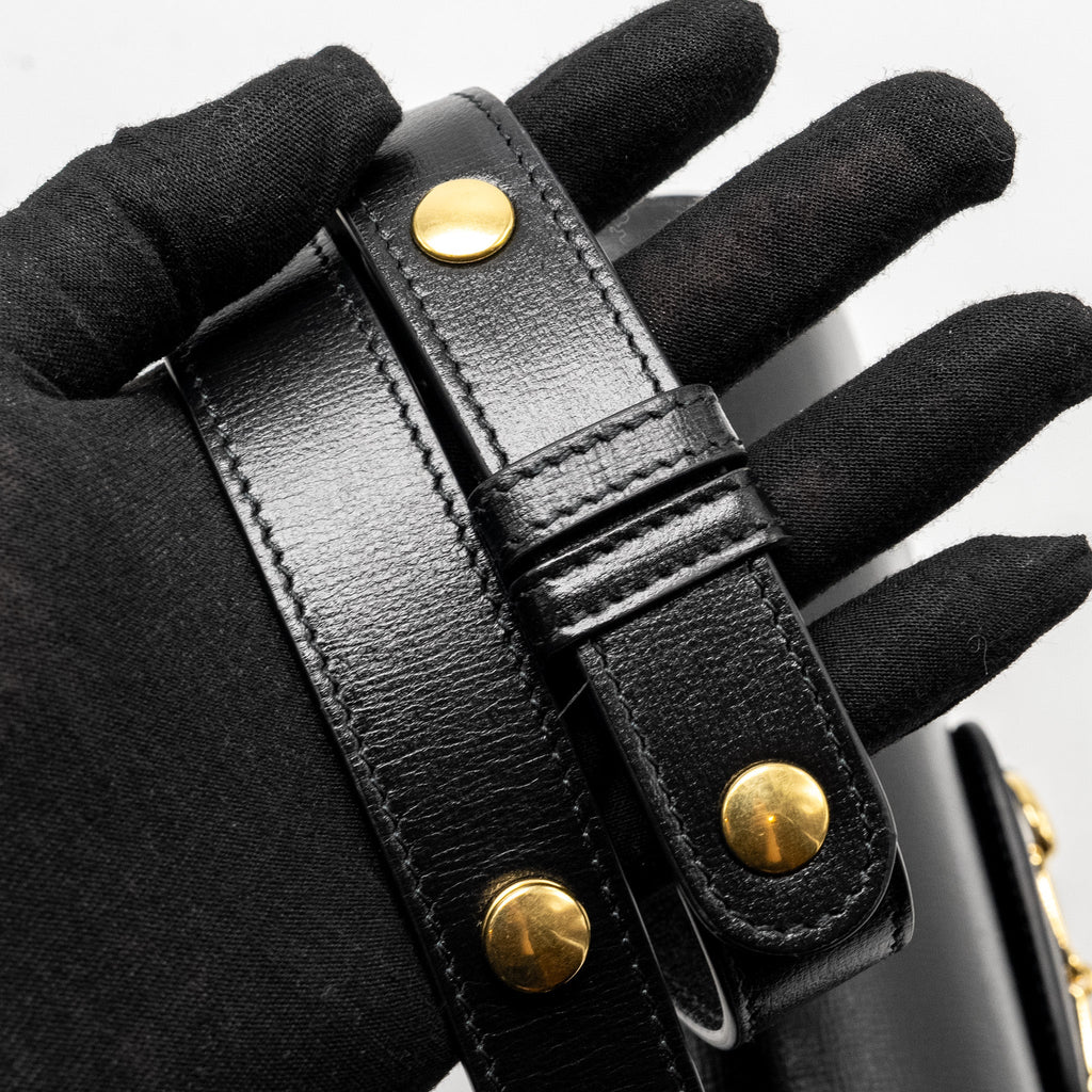 GUCCI HORSEBIT 1955 SHOULDER BAG CALFSKIN BLACK GHW