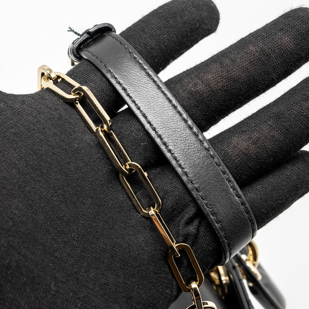 DIOR LADY D-JOY SMALL  BAG LAMBSKIN BLACK LGHW
