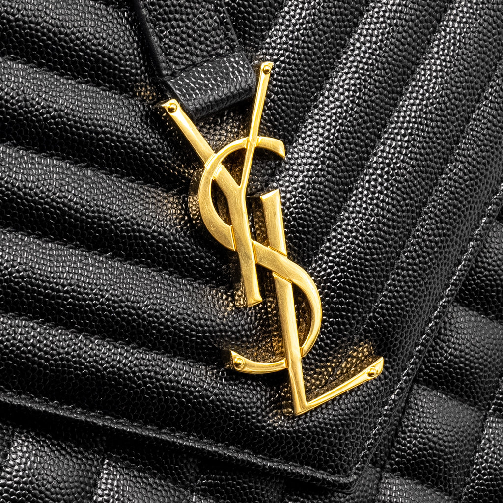 SAINT LAURENT LARGE ENVELOPE BAG CALFSKIN BLACK GHW