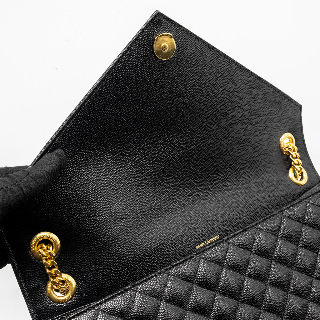 SAINT LAURENT LARGE ENVELOPE BAG CALFSKIN BLACK GHW