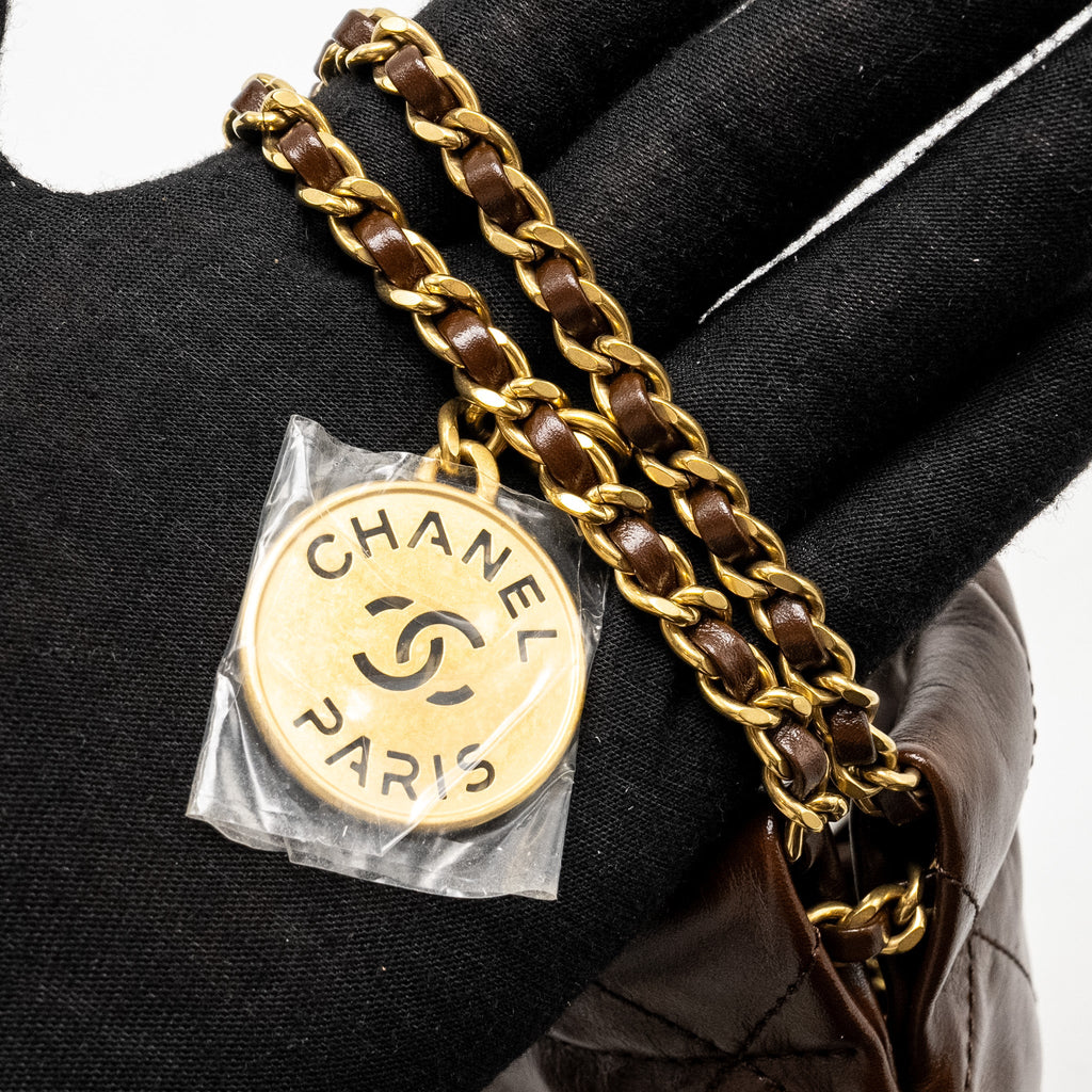 CHANEL MINI 22 BAG CALFSKIN CHOCOLATE GHW (MICROCHIP)
