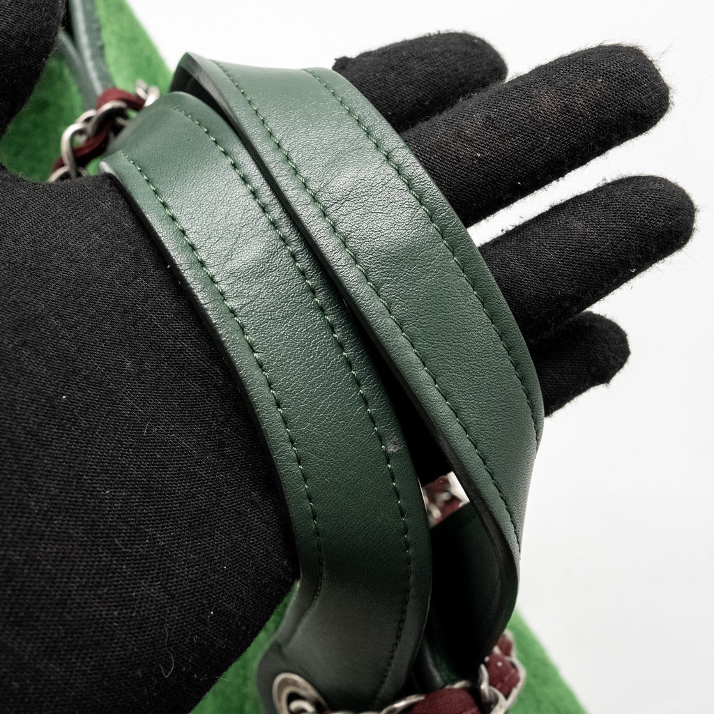 CHANEL MEDIUM QUILTED POP TOTE BAG FELT / LEATHER GREEN RUTHENIUM HARDWARE