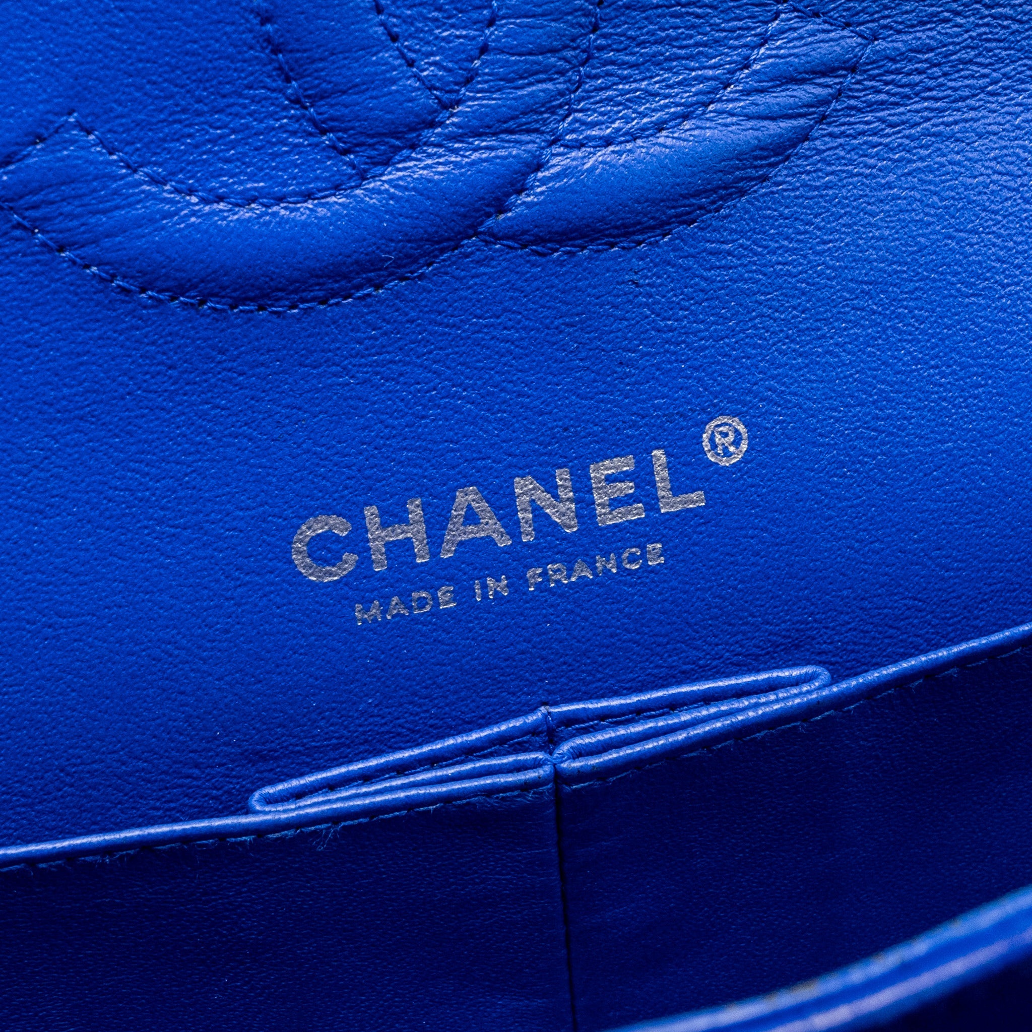 CHANEL MEDIUM CLASSIC DOUBLE FLAP BAG LAMBSKIN BLUE SHW