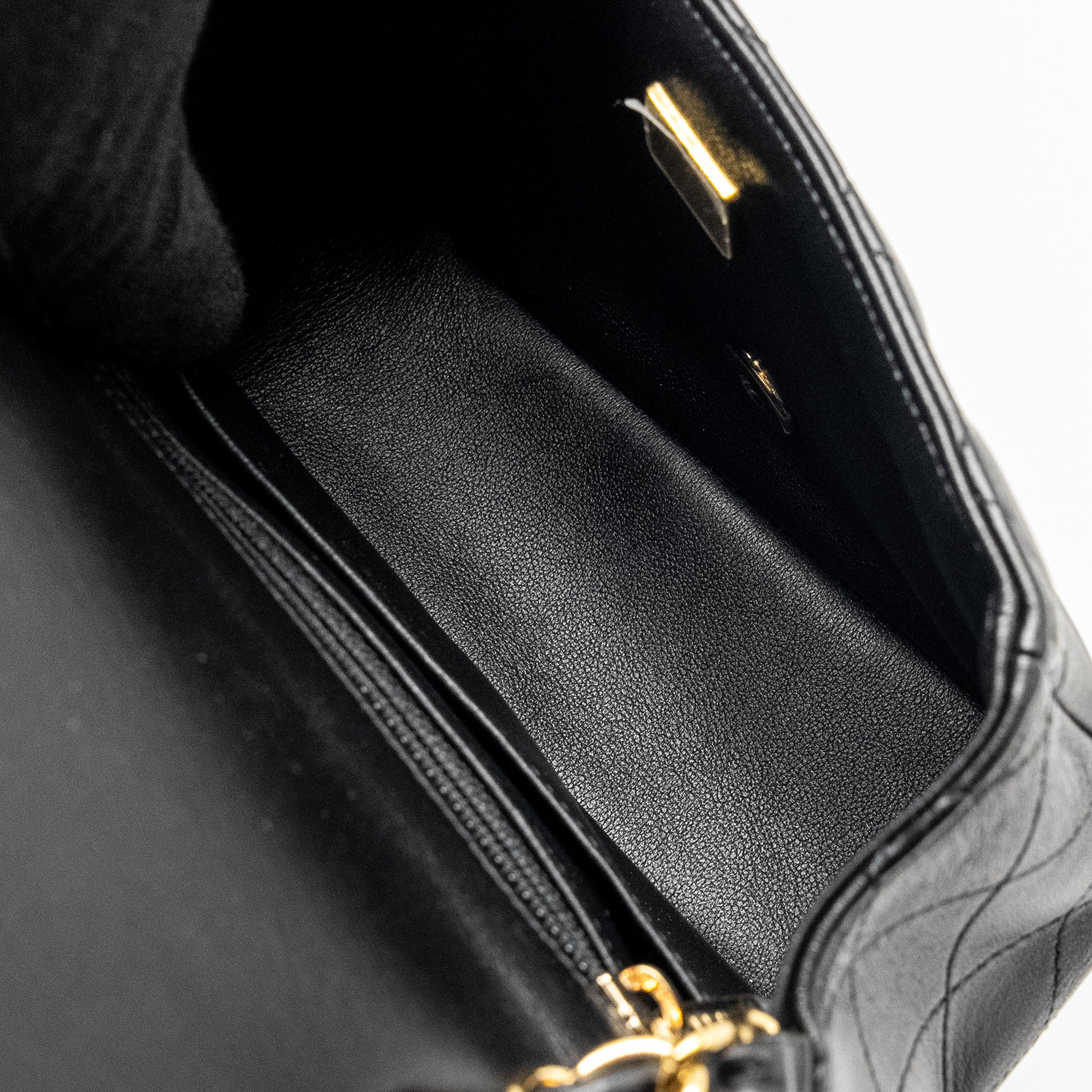 CHANEL MINI SQUARE FLAP BAG LAMBSKIN BLACK LGHW (MICROCHIP)