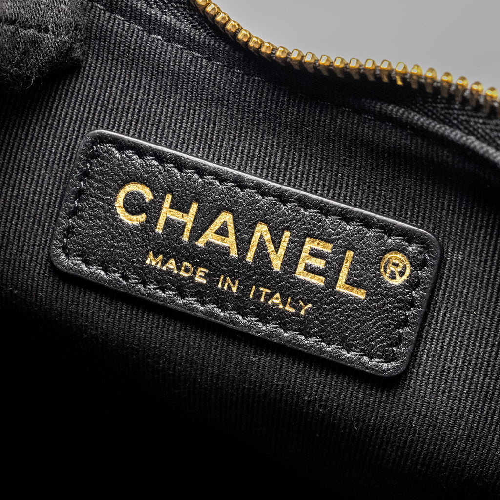 CHANEL SMALL MOON HOBO BAG LAMBSKIN BLACK LGHW (MICROCHIP)