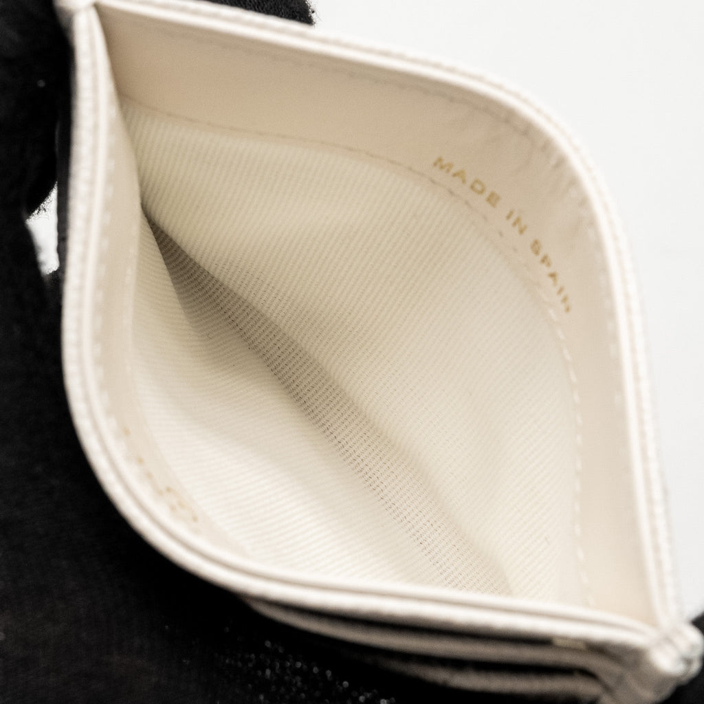 CHANEL CLASSIC CARD HOLDER CAVIAR WHITE LGHW (MICROCHIP)