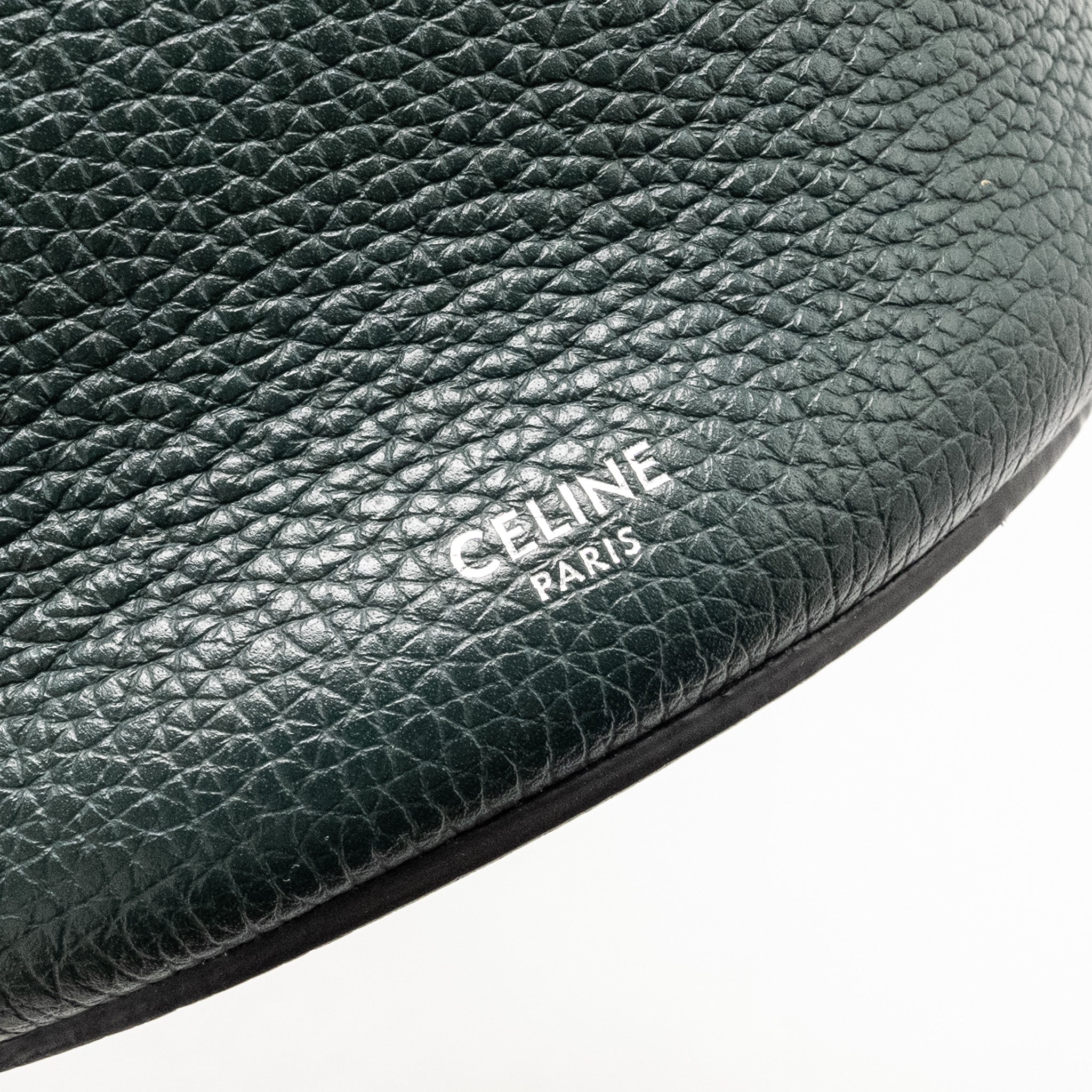CELINE NANO BUCKET BIG BAG GRAINED CALFSKIN DARK GREEN SHW