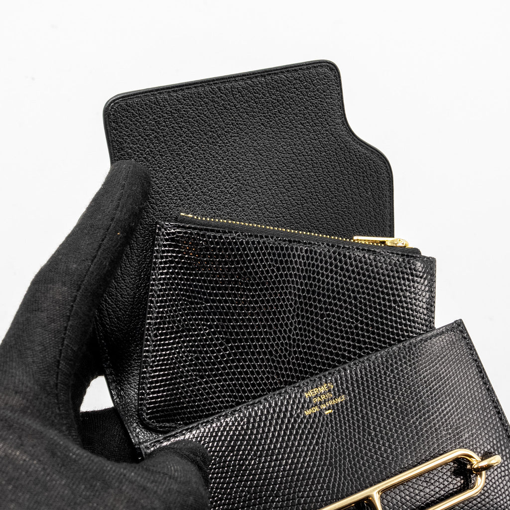 HERMES ROULIS SLIM LIZARD BLACK GHW