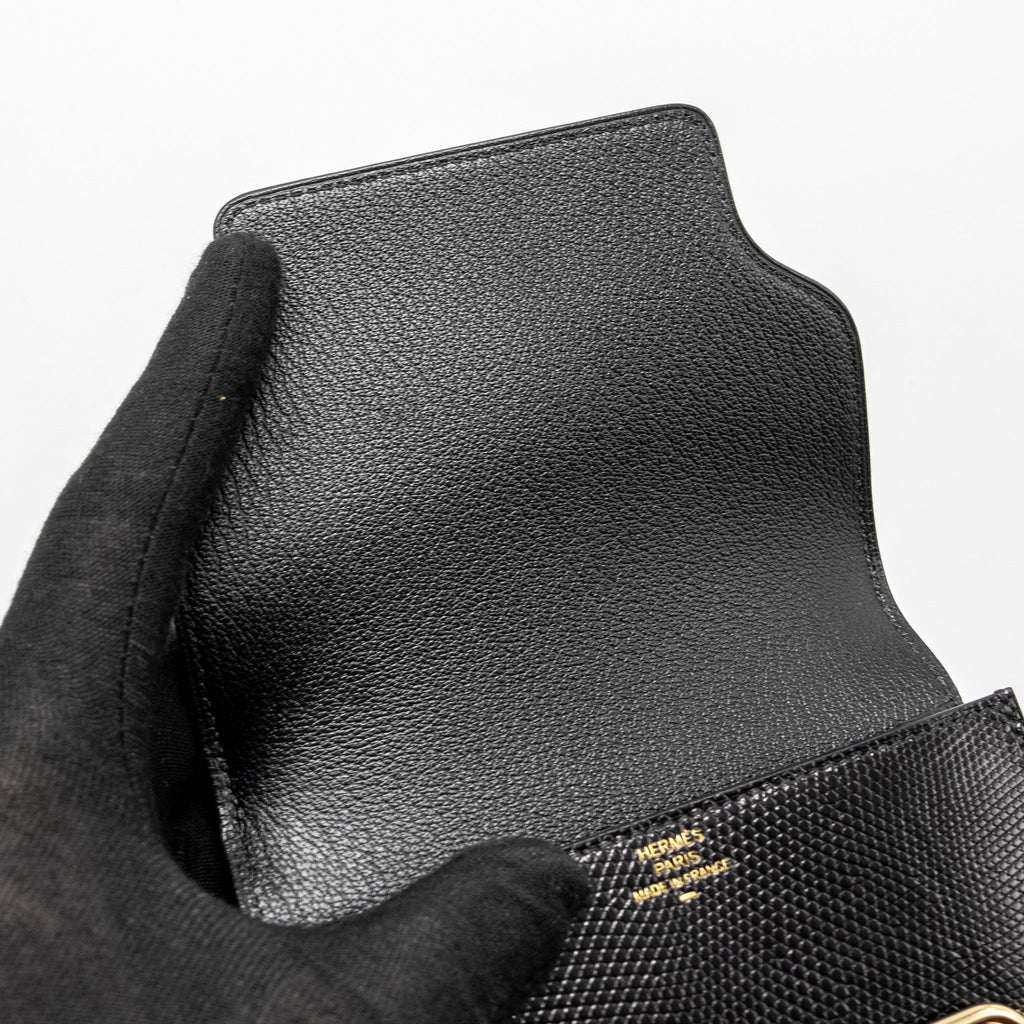 HERMES ROULIS SLIM LIZARD BLACK GHW