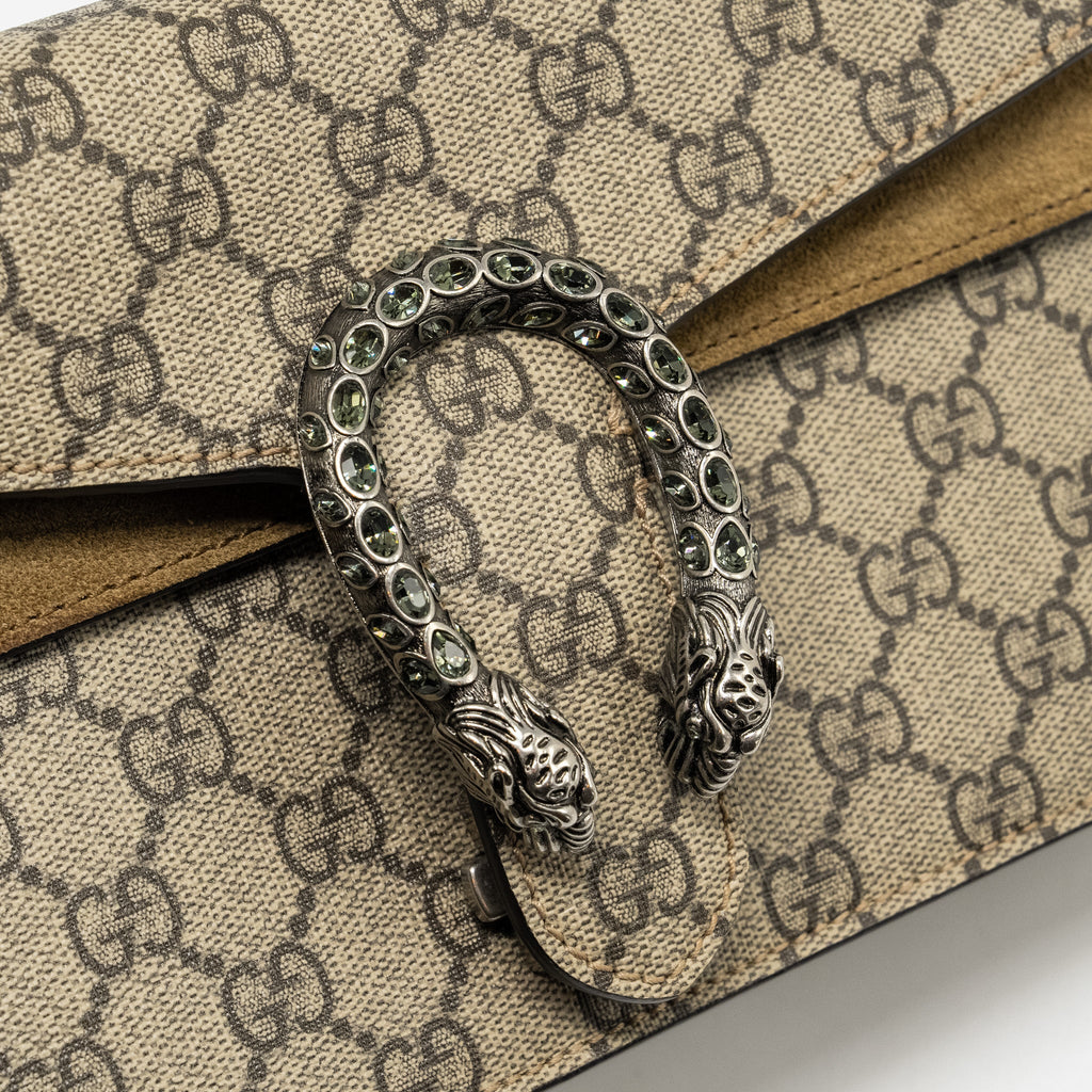 GUCCI DIONYSUS SHOULDER BAG GG SUPREME CANVAS/SUEDE BEIGE SHW