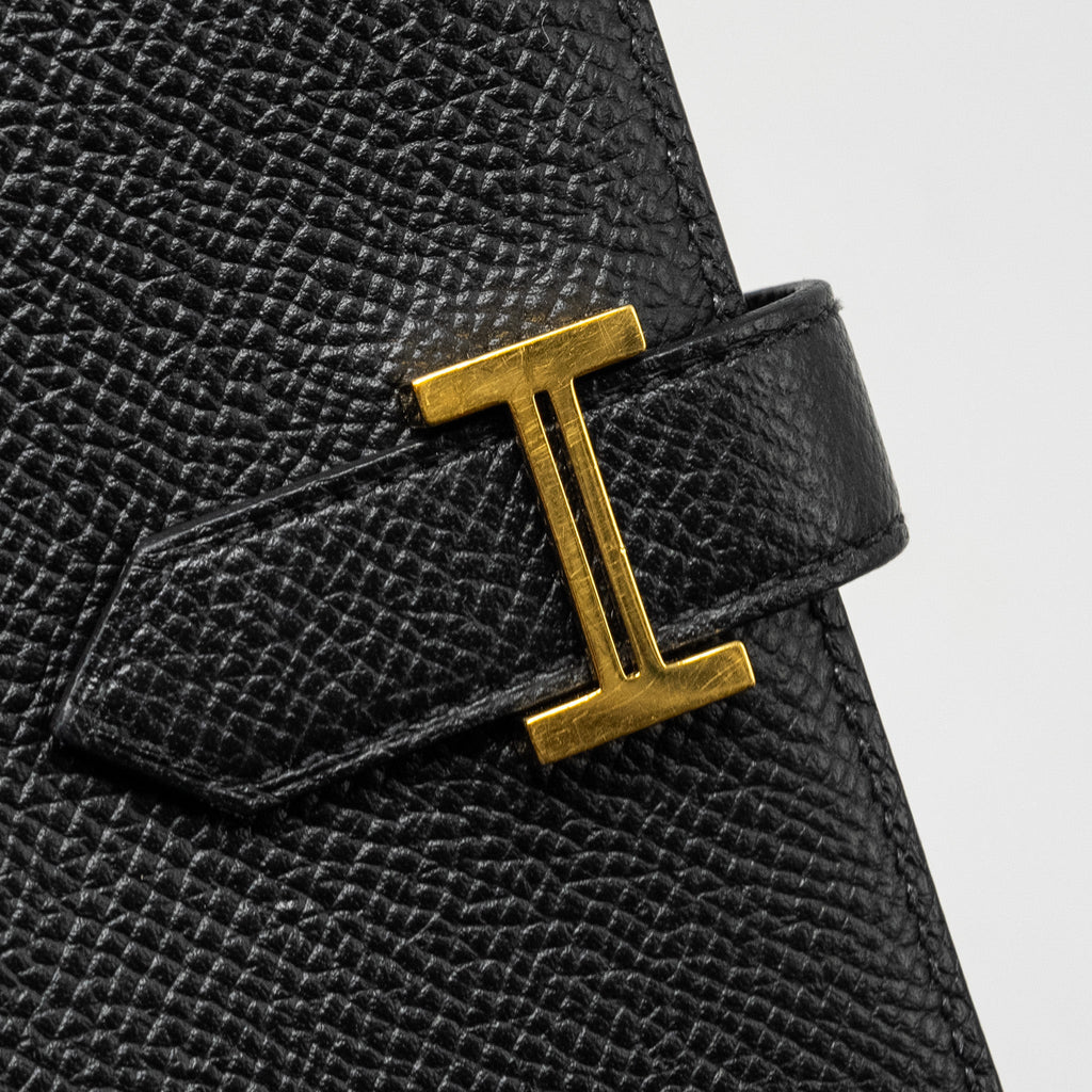 HERMES BEARN COMPACT WALLET EPSOM BLACK GHW