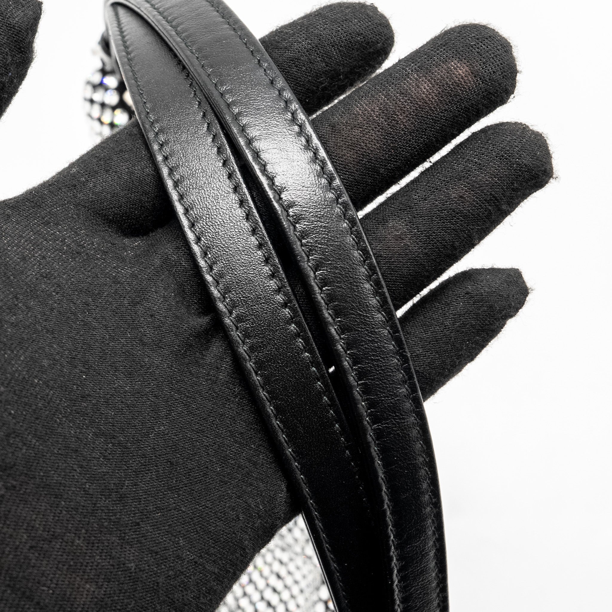 PRADA TRIANGLE POUCH CRYSTAL EMBELLISHED BLACK SHW