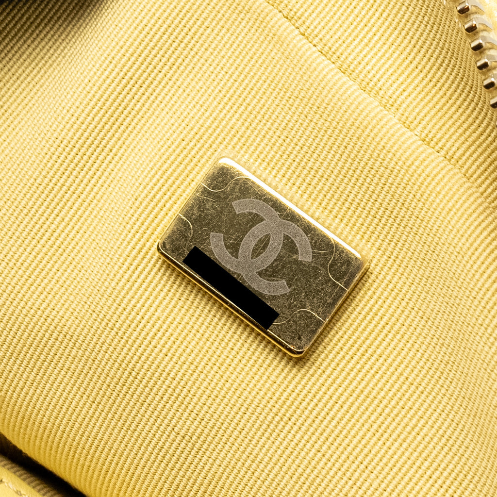 CHANEL 22P QUILTED FLAP BACKPACK CAVIAR LIGHT YELLOW GHW (MICROCHIP)