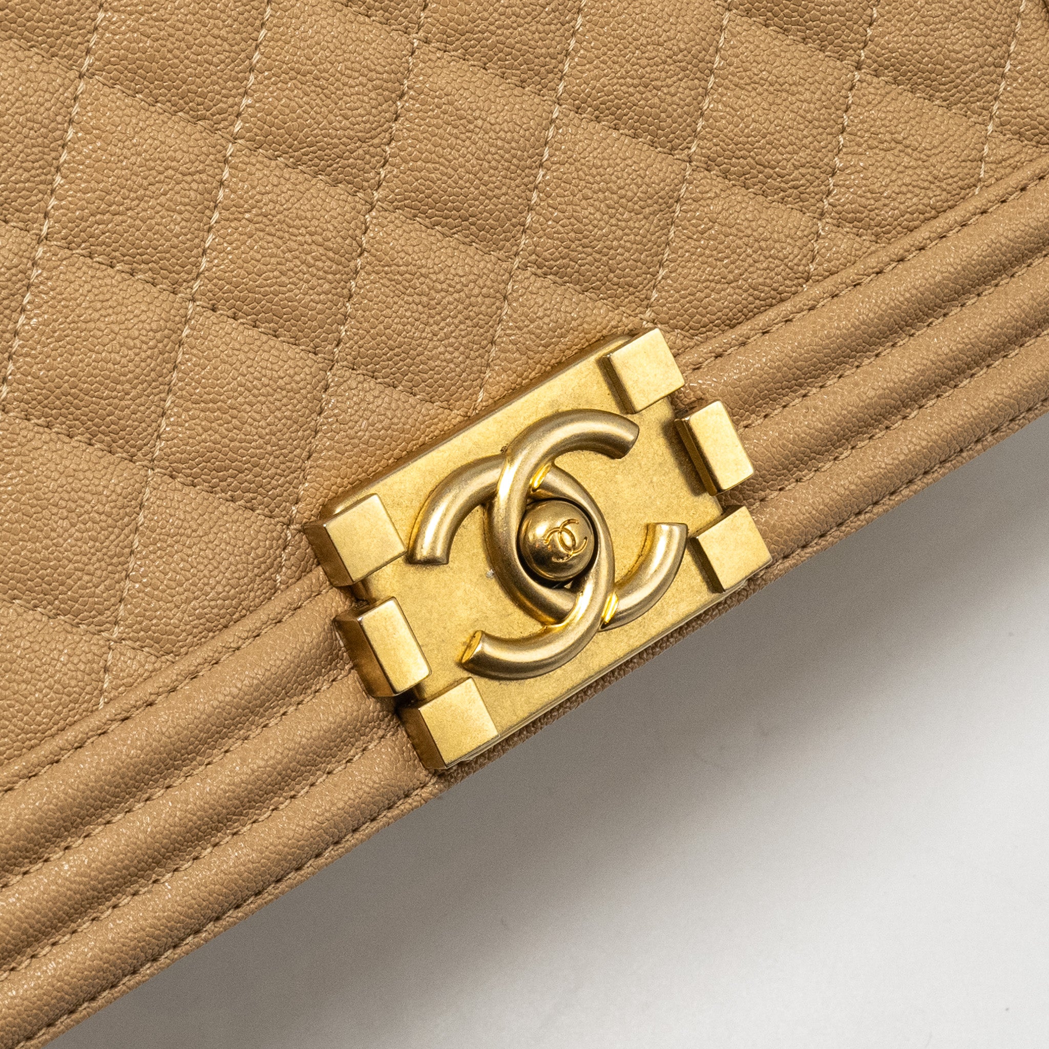 CHANEL MEDIUM BOY BAG CAVIAR BEIGE GHW