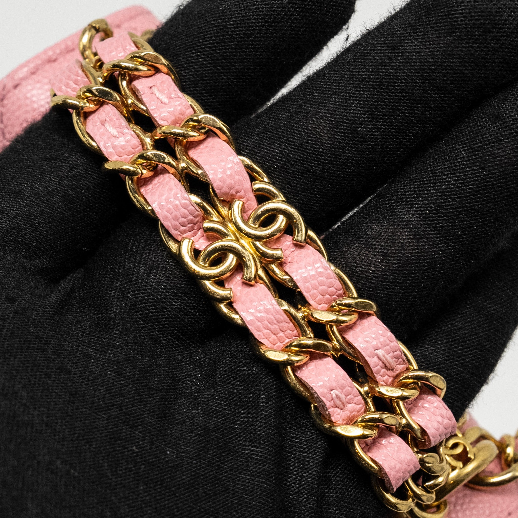 CHANEL MINI FLAP BAG WITH CHAIN HANDLE CAVIAR PINK GHW (MICROCHIP)