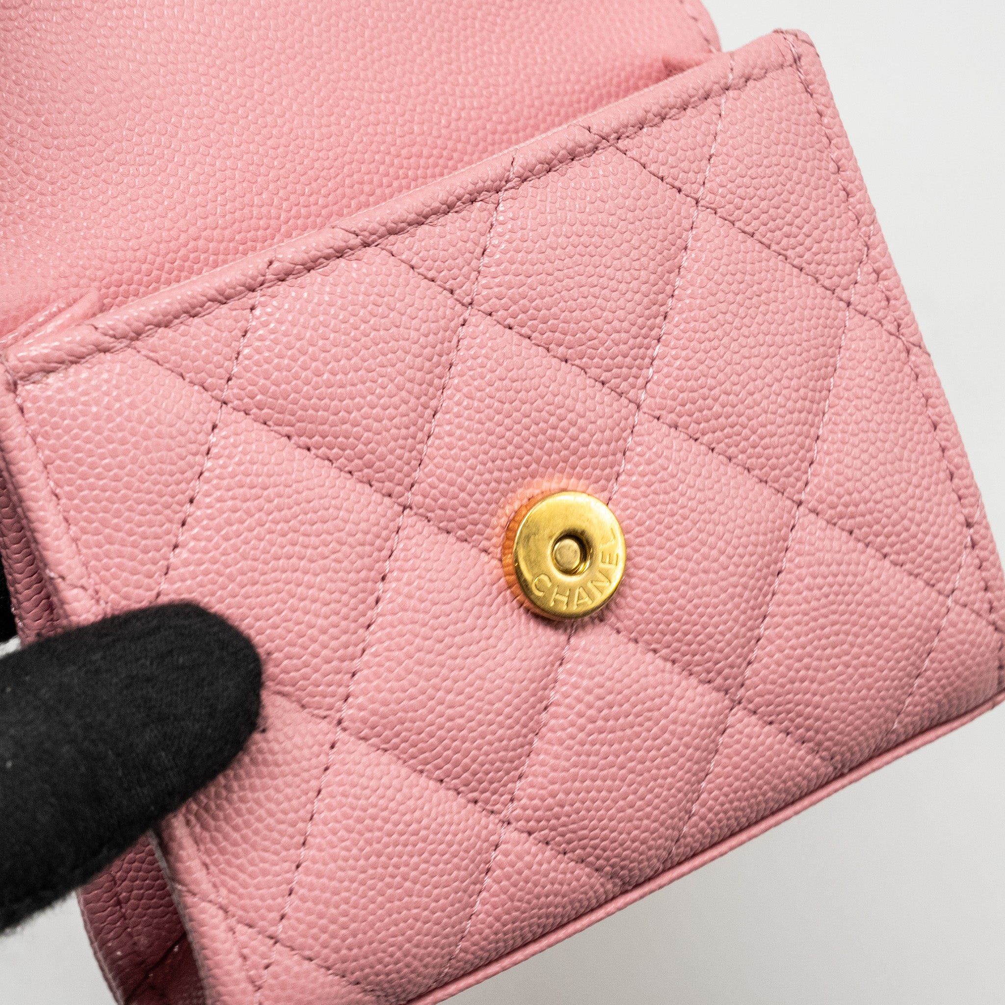 CHANEL MINI FLAP BAG WITH CHAIN HANDLE CAVIAR PINK GHW (MICROCHIP)
