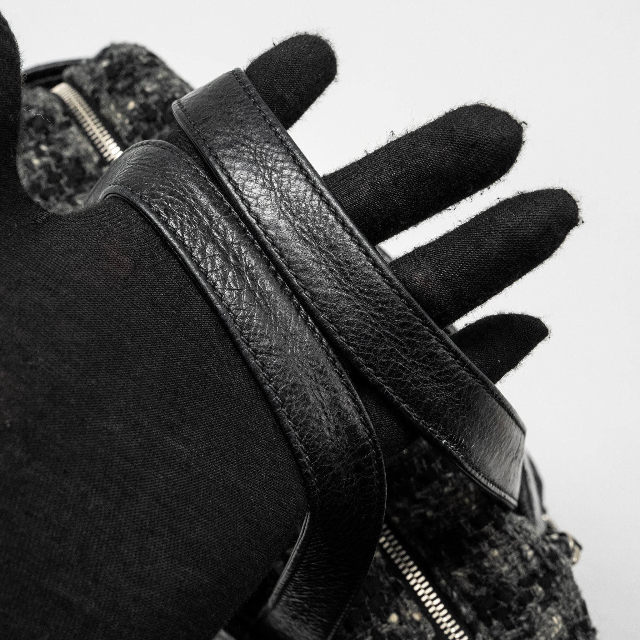 CHANEL PORTOBELLO TOTE BAG CALFSKIN/TWEED BLACK/GREY SHW