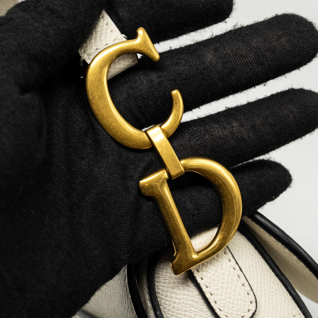 DIOR MINI SADDLE BAG CALFSKIN WHITE GHW