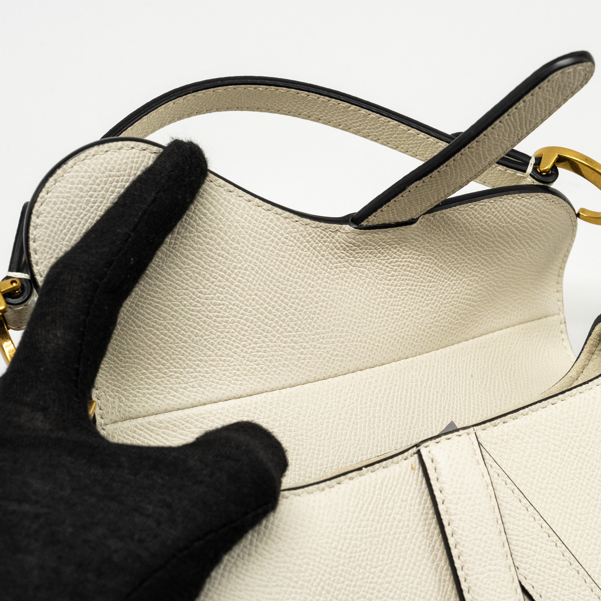 DIOR MINI SADDLE BAG CALFSKIN WHITE GHW
