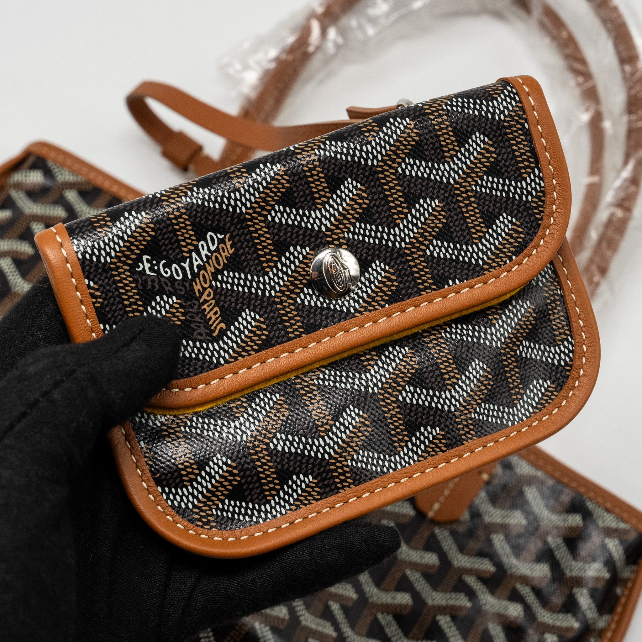 GOYARD MINI ANJOU TOTE BAG GOYARDLINE CANVAS /CALFSKIN TAN SHW