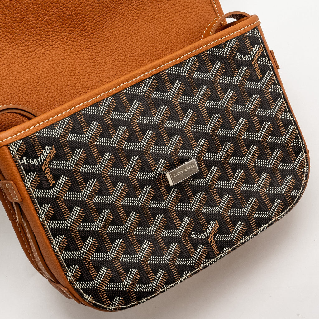 GOYARD BELVEDERE PM MESSENGER BAG GOYARDLINE CANVAS BROWN SHW