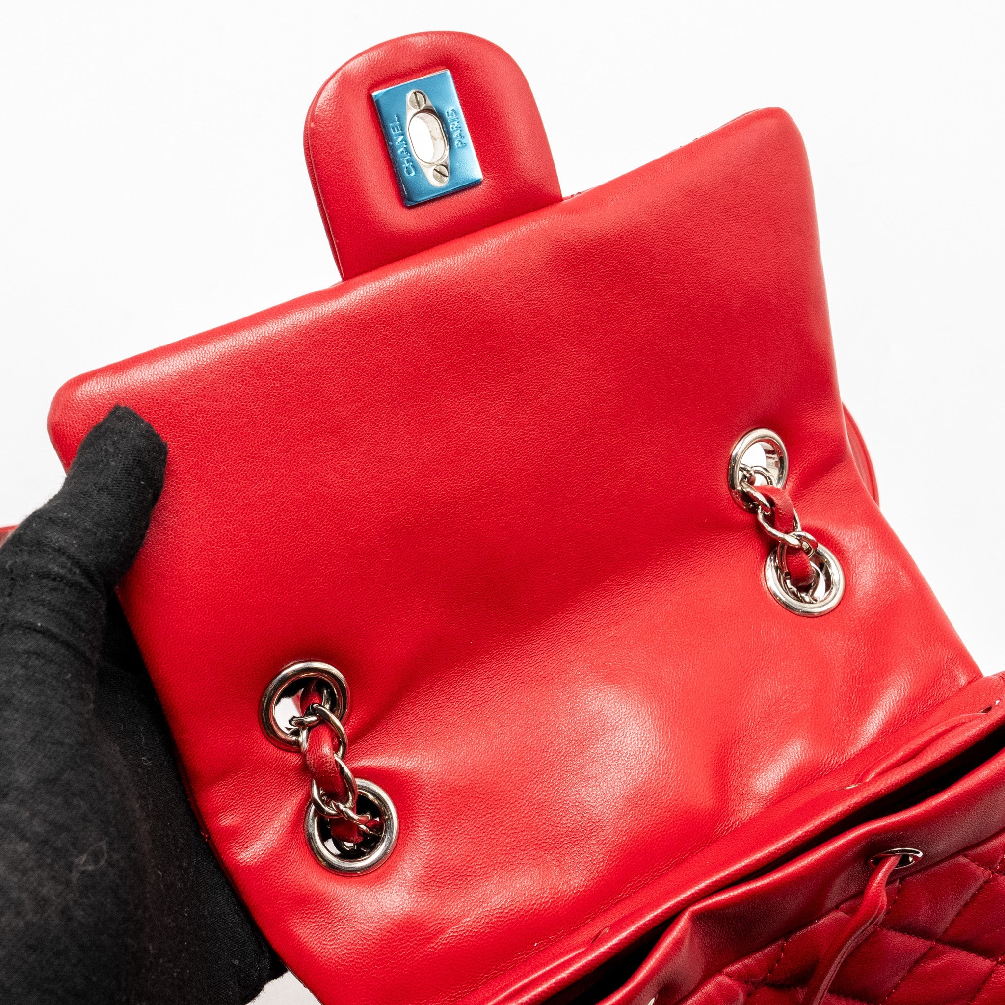 CHANEL SMALL URBAN SPIRIT QUILTED BACKPACK LAMBSKIN RED LGHW