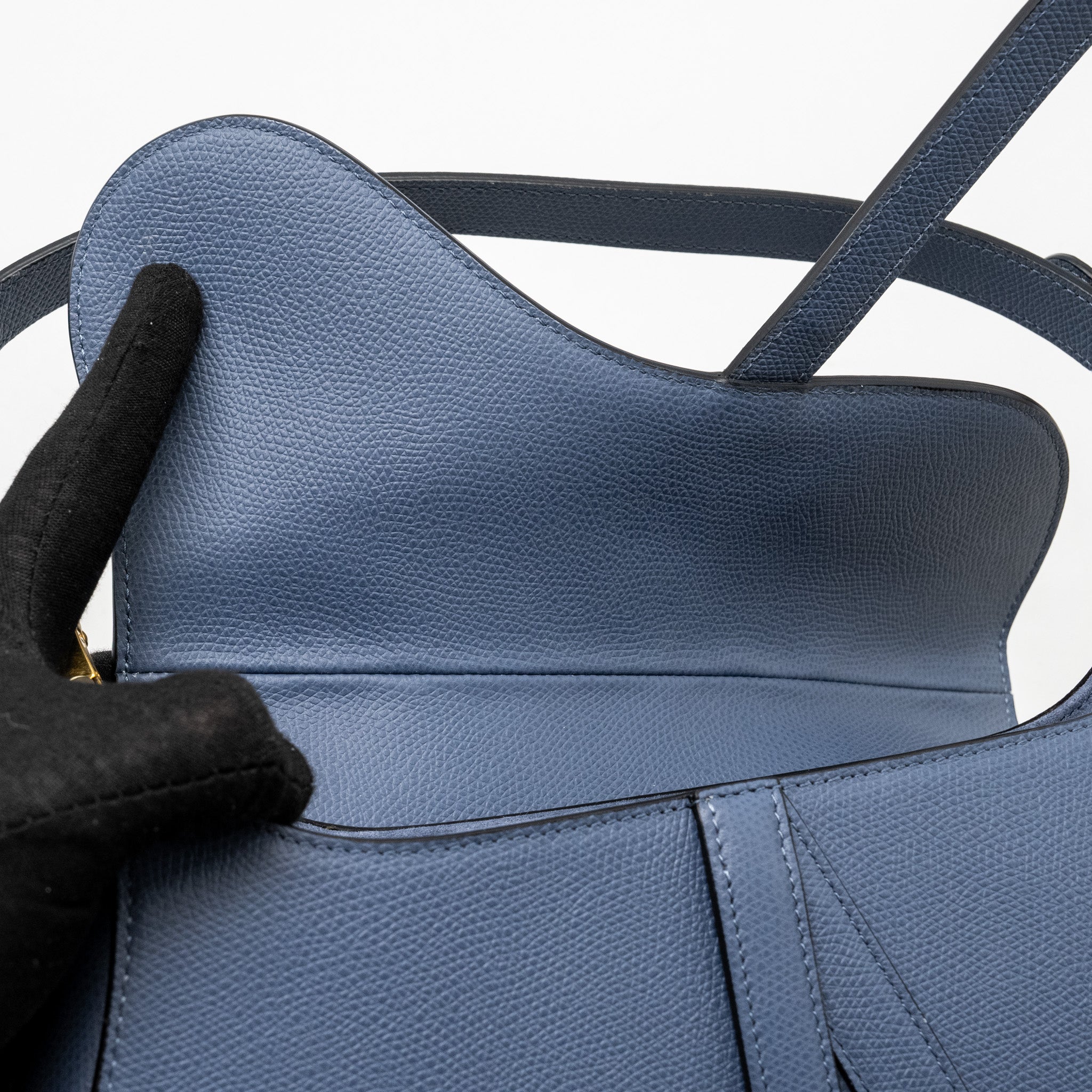 DIOR MEDIUM SADDLE BAG CALFSKIN BLUE GHW