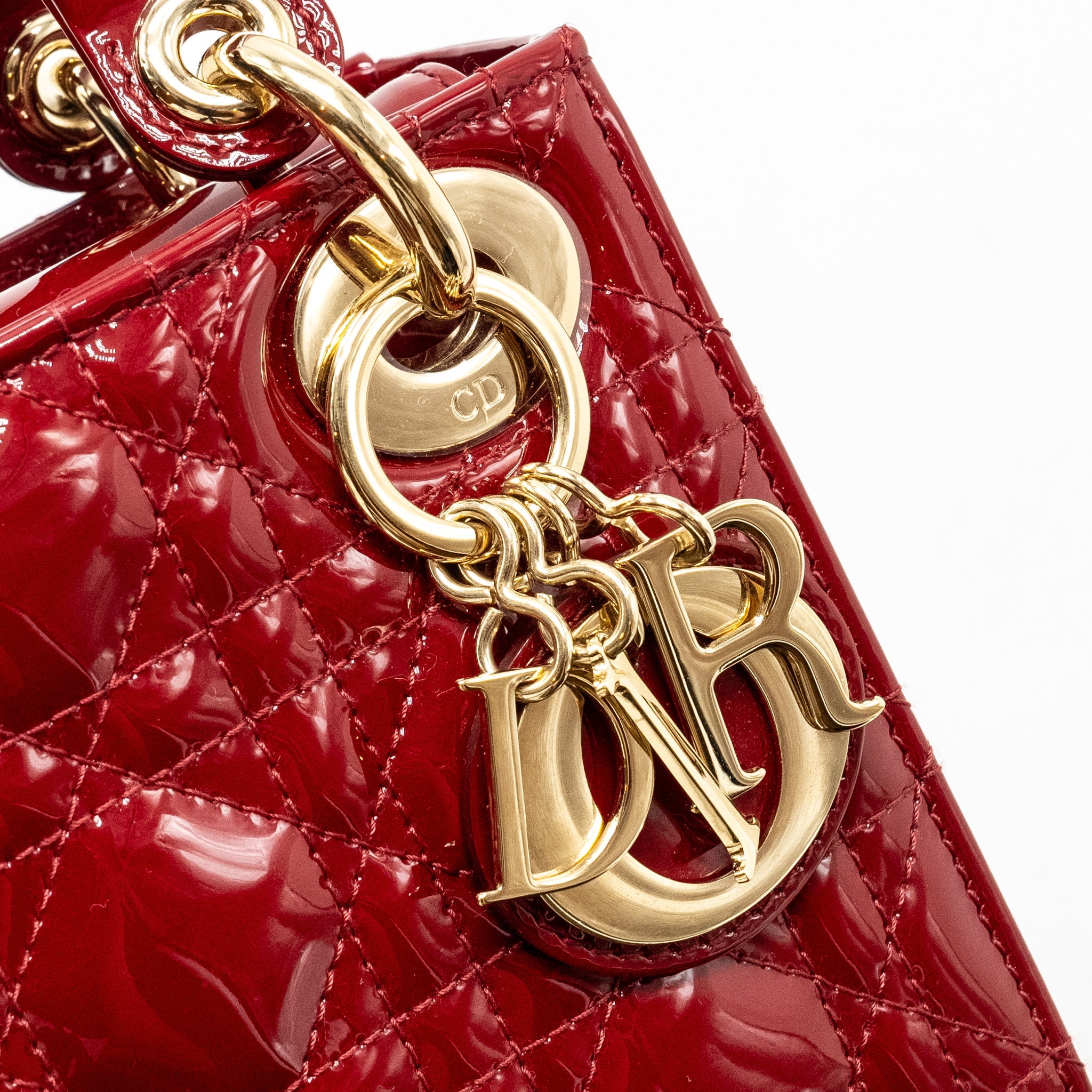 DIOR MINI LADY DIOR PATENT RED LGHW