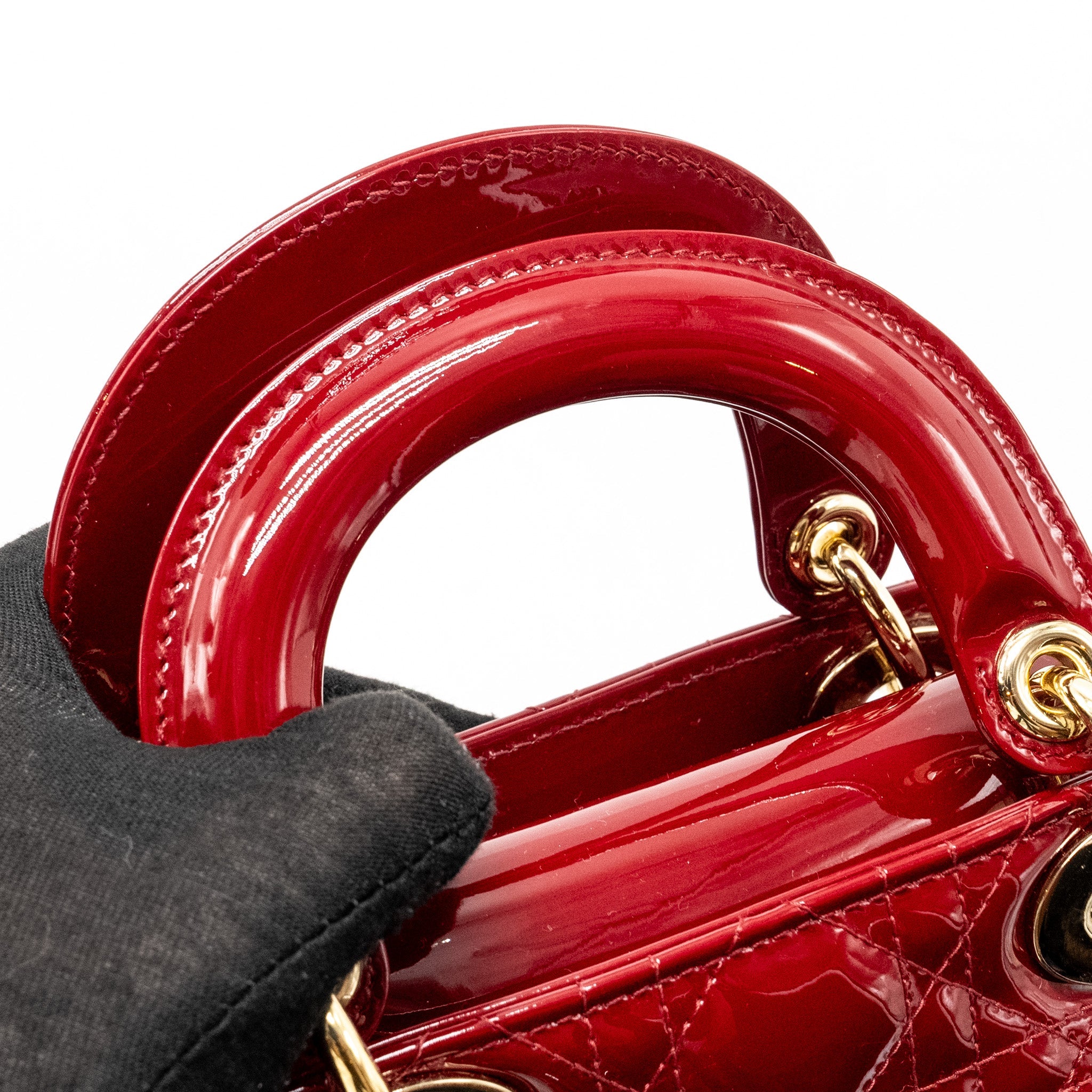 DIOR MINI LADY DIOR PATENT RED LGHW